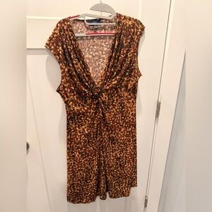 Chaps Sleeveless Dress Women’s XL Brown Abstract Print Ring Detail